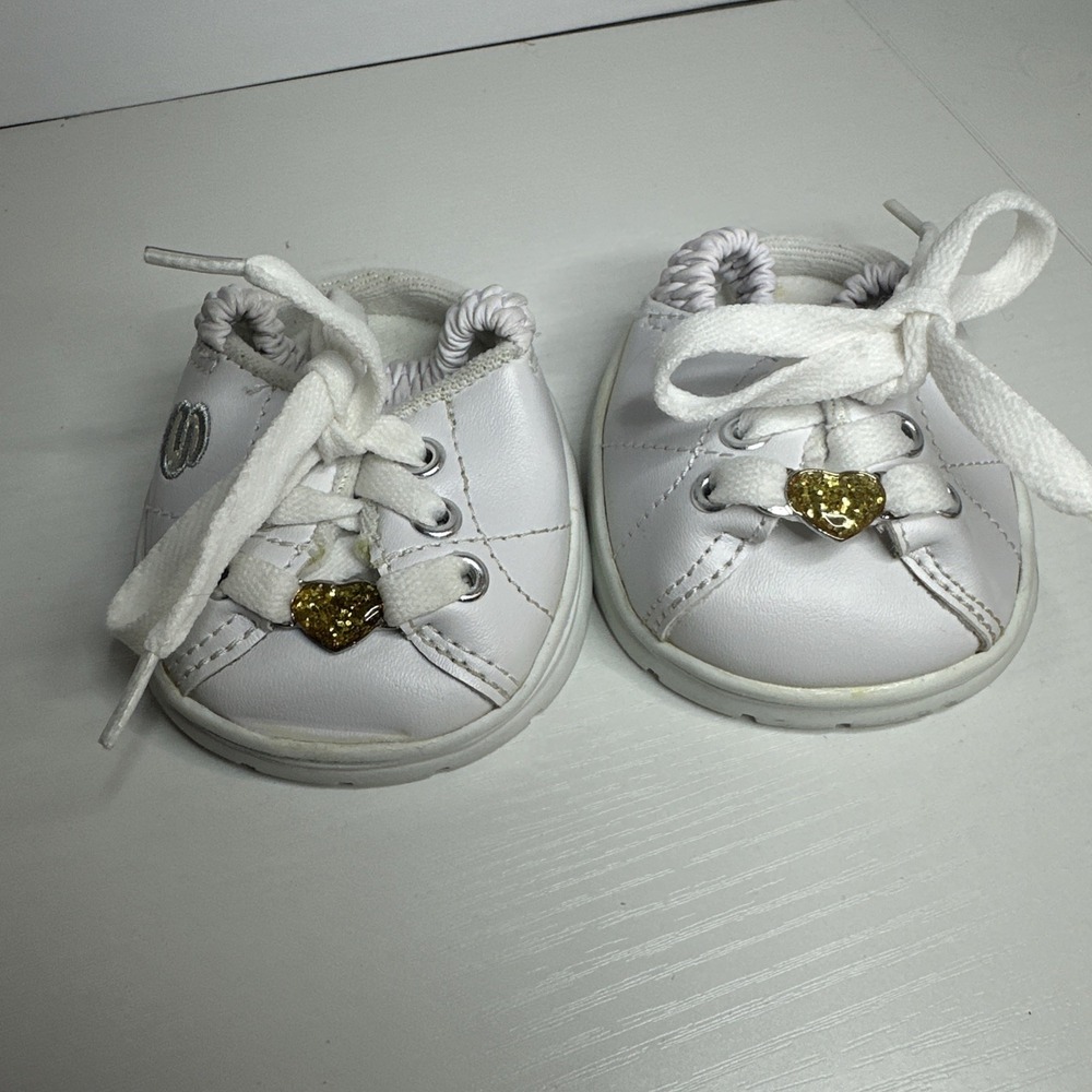 Build-A-Bear White SKECHERS Sneakers BABW Slip On Tennis Shoes w/Heart charm